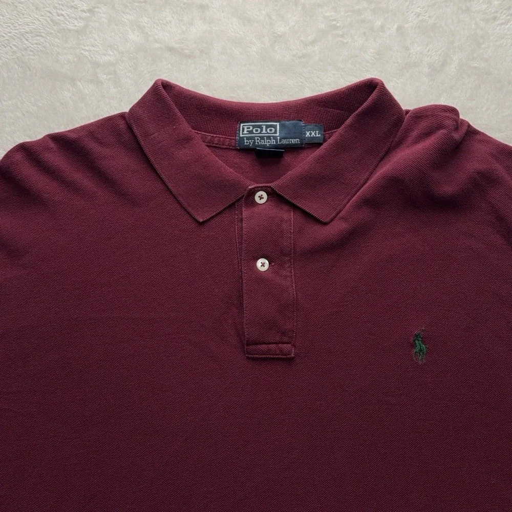 Polo Ralph Lauren Polo Shirt Mens 2XL Maroon Long Sleeve Cotton Pony Logo Casual
